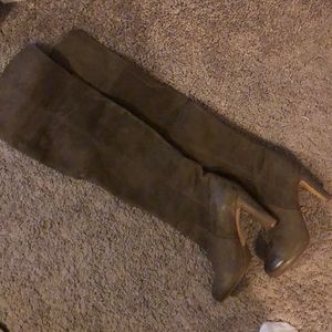 Over the knee leather tan boots